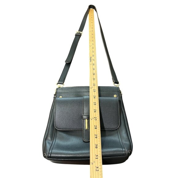Sondra Roberts Squared Black Leather Crossbody Bag - Picture 5 of 6